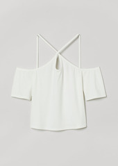 H&M H & M - Ribbed Open-shoulder Top - White