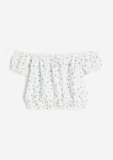 H&M H & M - Frill-trimmed off-the-shoulder blouse - White