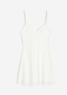 H&M H & M - Ruffle-trimmed Tie-detail Dress - White