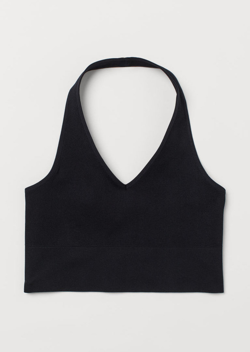 H M H M Seamless Sports Crop Top Black Tops