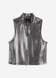 H&M H & M - Shimmery Metallic Half-zip Sleeveless Top - Black