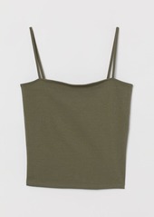 H&M H & M - Cropped Jersey Camisole Top - Green