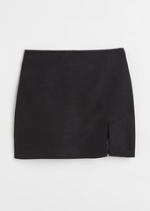 H&M H & M - Short Linen-blend Skirt - Black