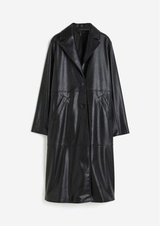 H&M H & M - Single-breasted Coated Coat - Black