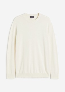 H&M H & M - Slim Fit Fine-knit Cotton Sweater - White