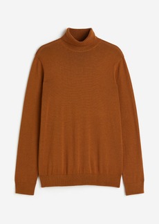 H&M H & M - Slim Fit Fine-knit Turtleneck Sweater - Beige