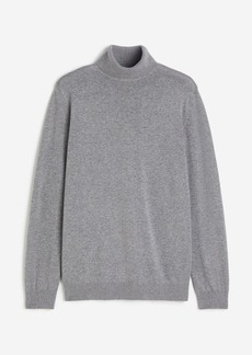 H&M H & M - Slim Fit Fine-knit Turtleneck Sweater - Gray