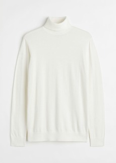 H&M H & M - Slim Fit Fine-knit Turtleneck Sweater - White