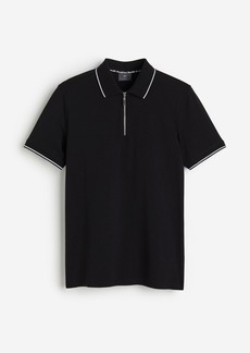 H&M H & M - Slim Fit Half-zip Polo Shirt - Black