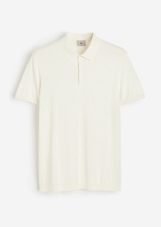 H&M H & M - Slim Fit Silk-blend Polo Shirt - White