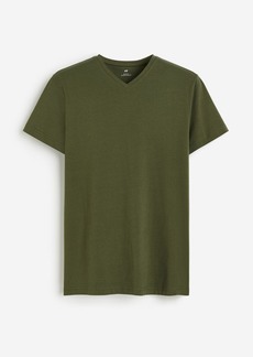 H&M H & M - Slim Fit V-neck T-shirt - Green