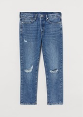 H&M H & M - Slim Straight Cropped Jeans - Blue
