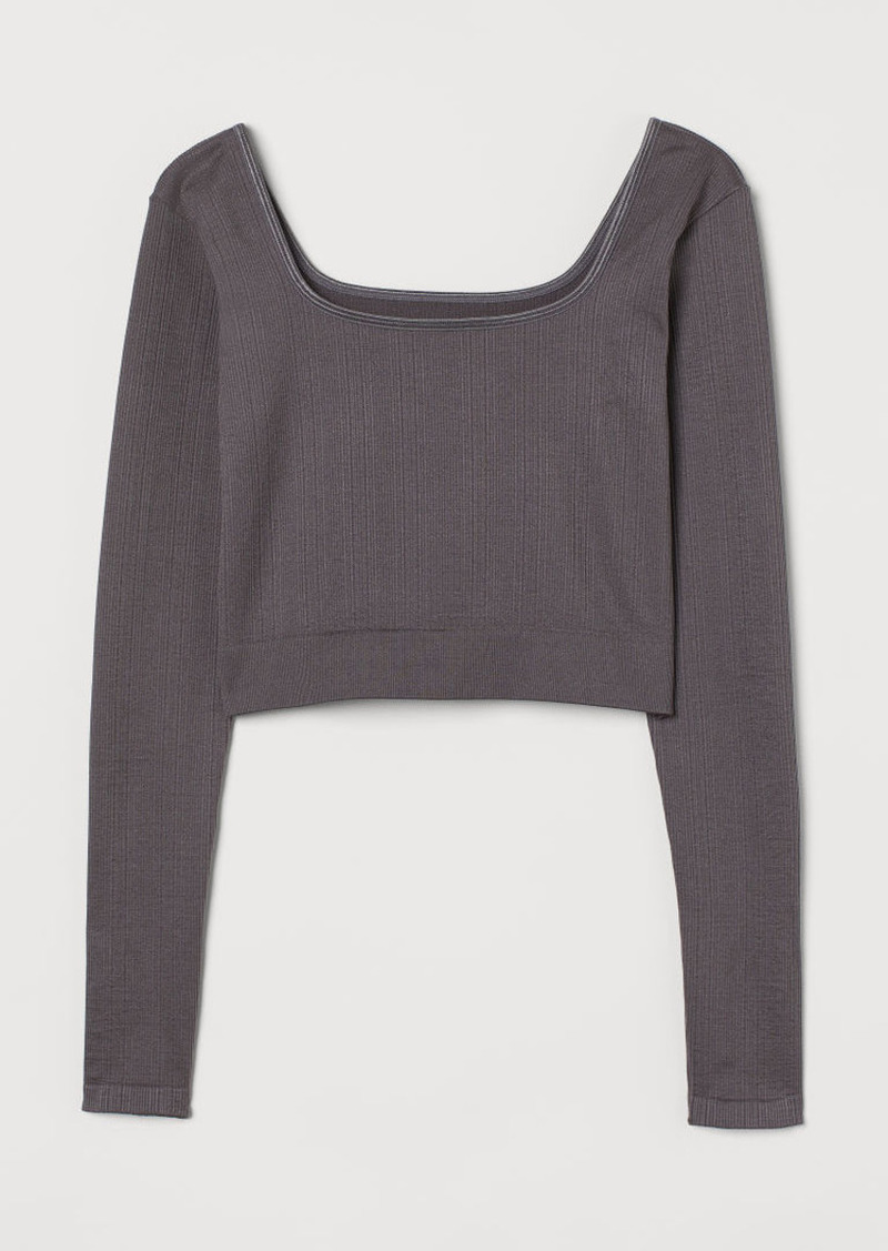 H M H M Sports Crop Top Gray Tops