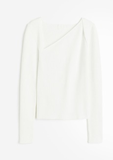 H&M H & M - Sweater with Asymmetric Neckline - White