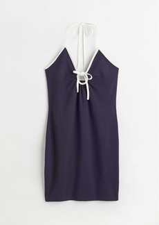 H&M H & M - Tie-detail Halterneck Dress - Blue