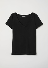 H&M H & M - V-neck Jersey Top - Black
