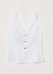 H&M H & M - V-neck Linen Blouse - White