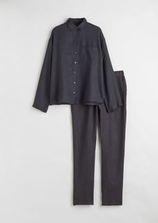 H&M H & M - Washed Linen Pajamas - Gray
