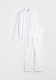 H&M H & M - Washed Linen Pajamas - White
