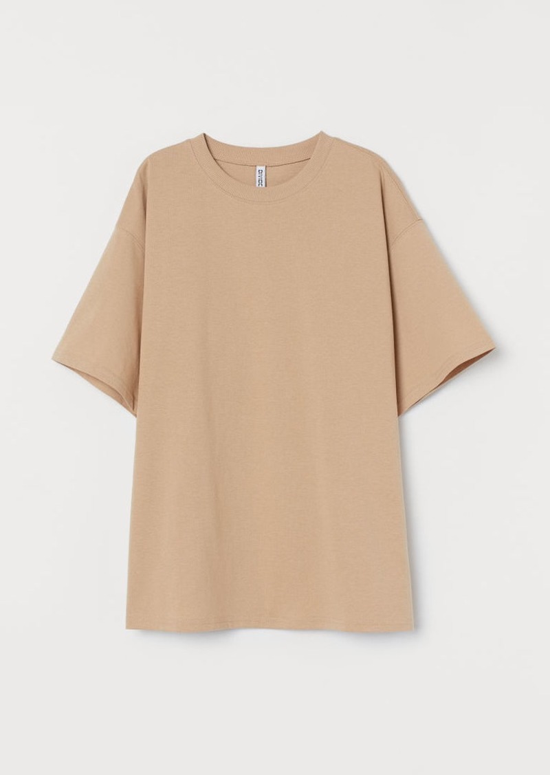H & M - Wide-cut Cotton T-shirt - Beige