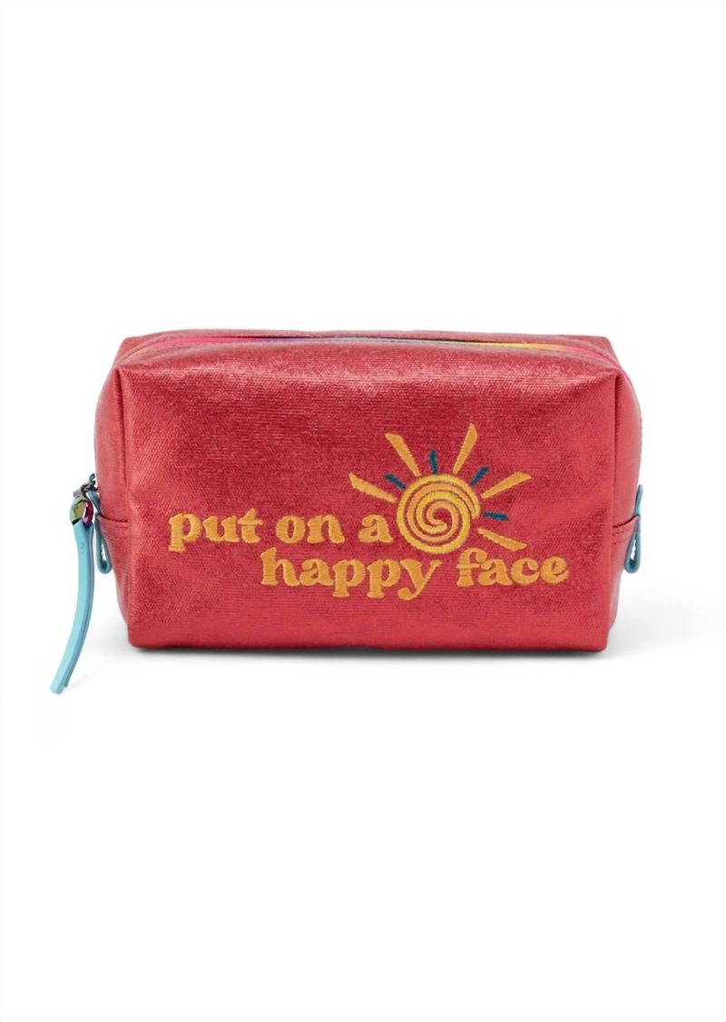 Hobo International Put On A Happy Face Medium Zip Cosmetic Bag In Geranium Metallic