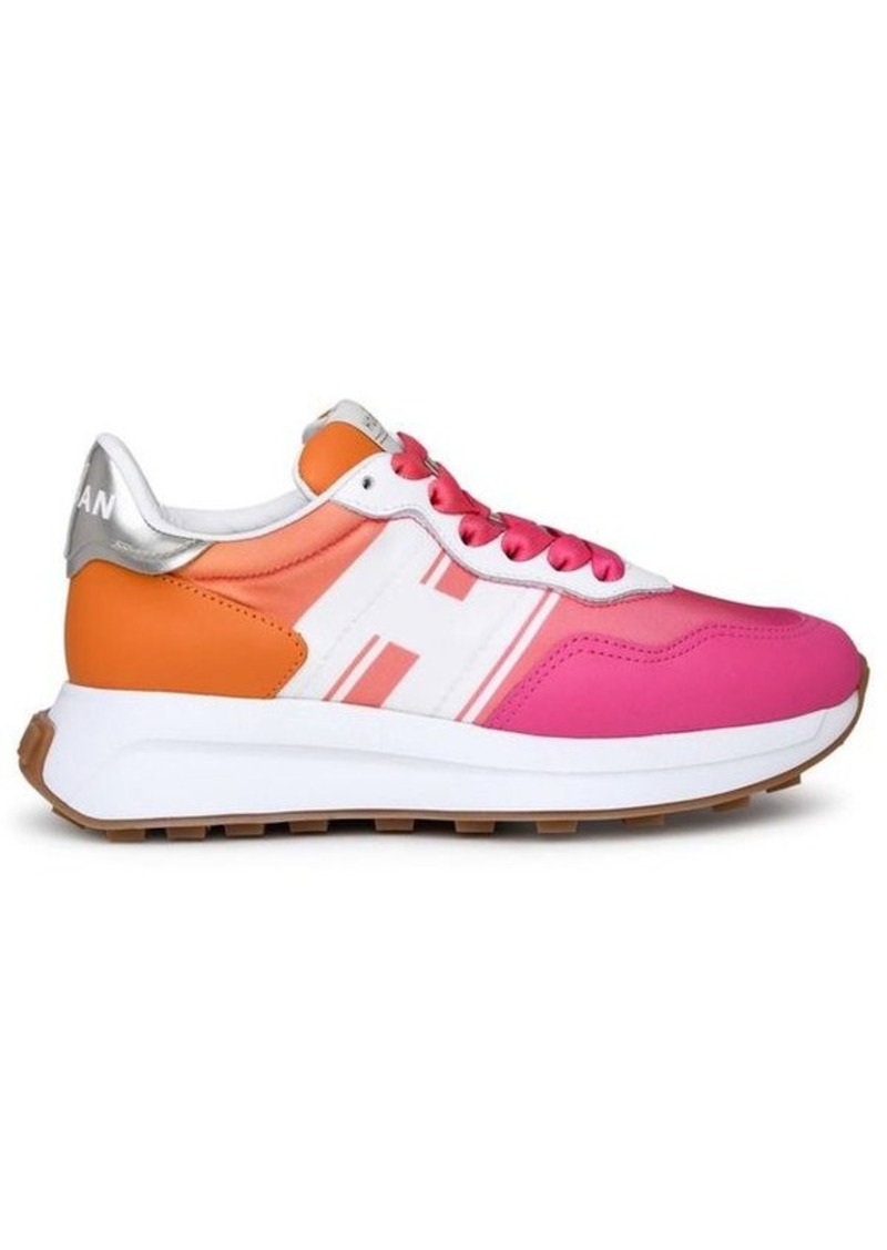 Hogan H641 ORANGE AND PINK LEATHER SNEAKERS
