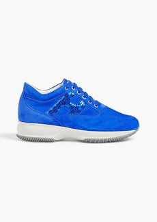 HOGAN - Sequin-embellished suede sneakers - Blue - EU 36