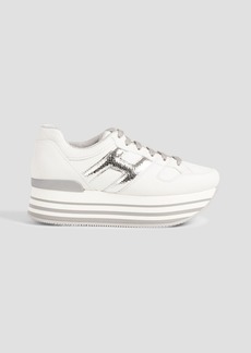 HOGAN - Smooth and metallic cracked-leather platform sneakers - White - EU 40