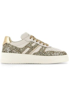 HOGAN H630 leather and glitter sneakers