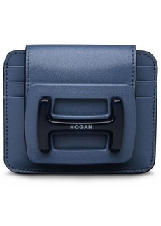Hogan Light blue leather Plexi card holder