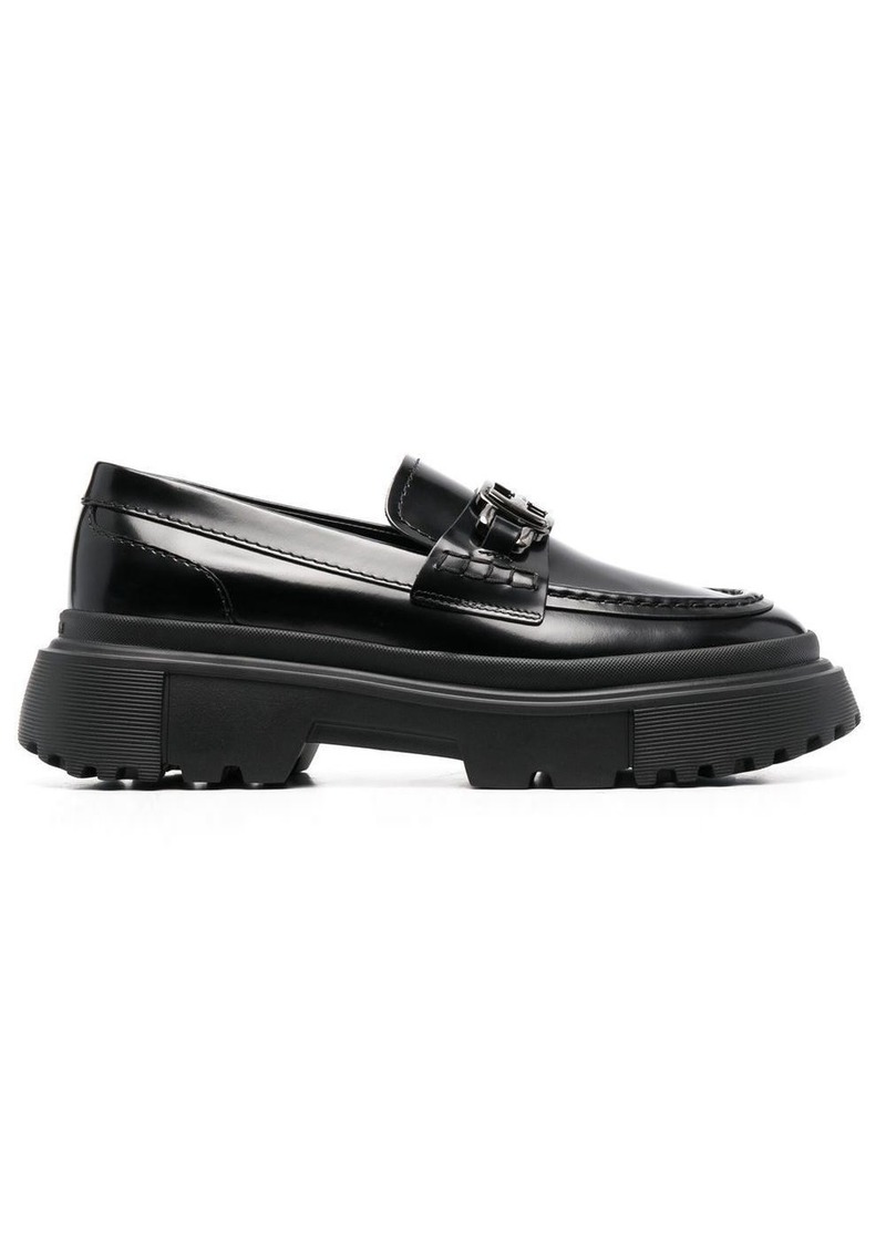 Hogan logo buckle platform loafers