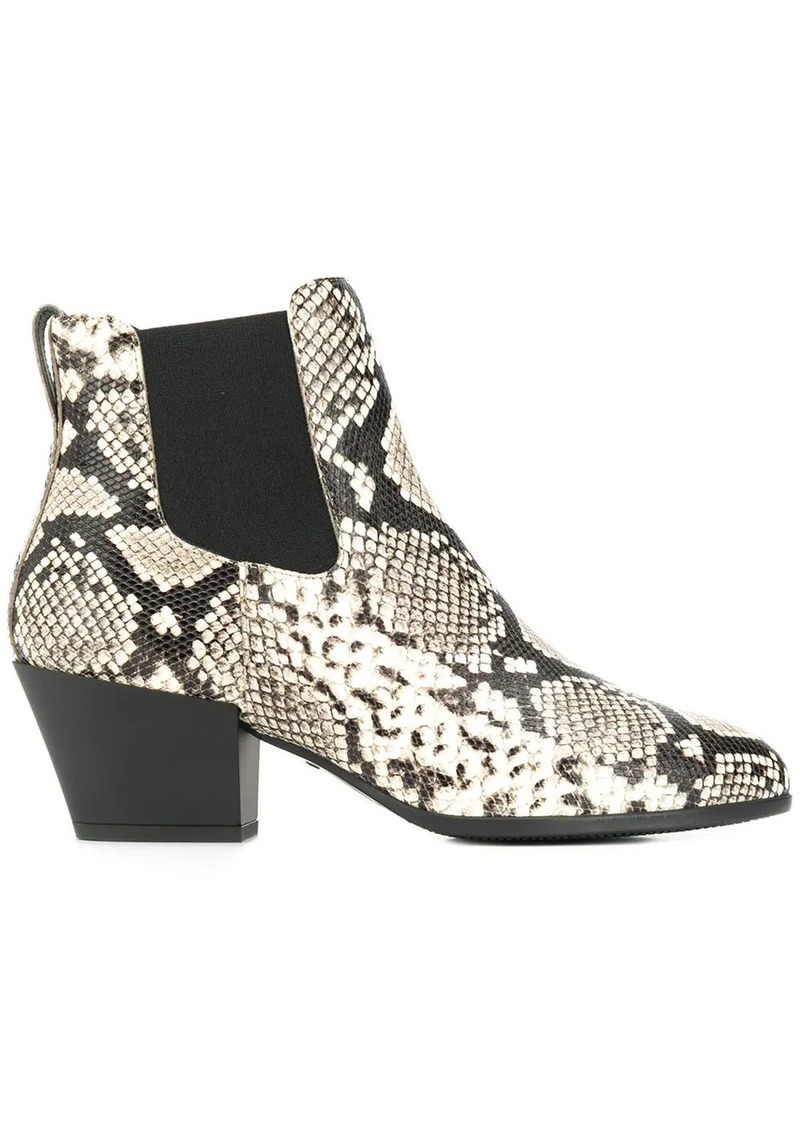 snakeskin print ankle boots