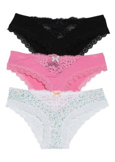 Honeydew Intimates 3-Pack Willow Hipster Panties in Blk/parad/creamditsy at Nordstrom