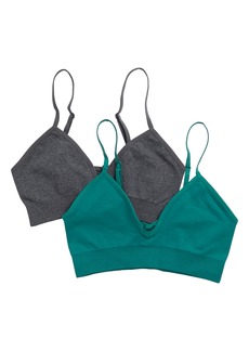 Honeydew Intimates Devin 2-Pack Bralettes in Heather Charcoal/Emerald at Nordstrom Rack