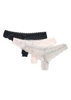 Honeydew Intimates Honeydew 3-Pack Lace Thong in Blk/blush/silver at Nordstrom Rack
