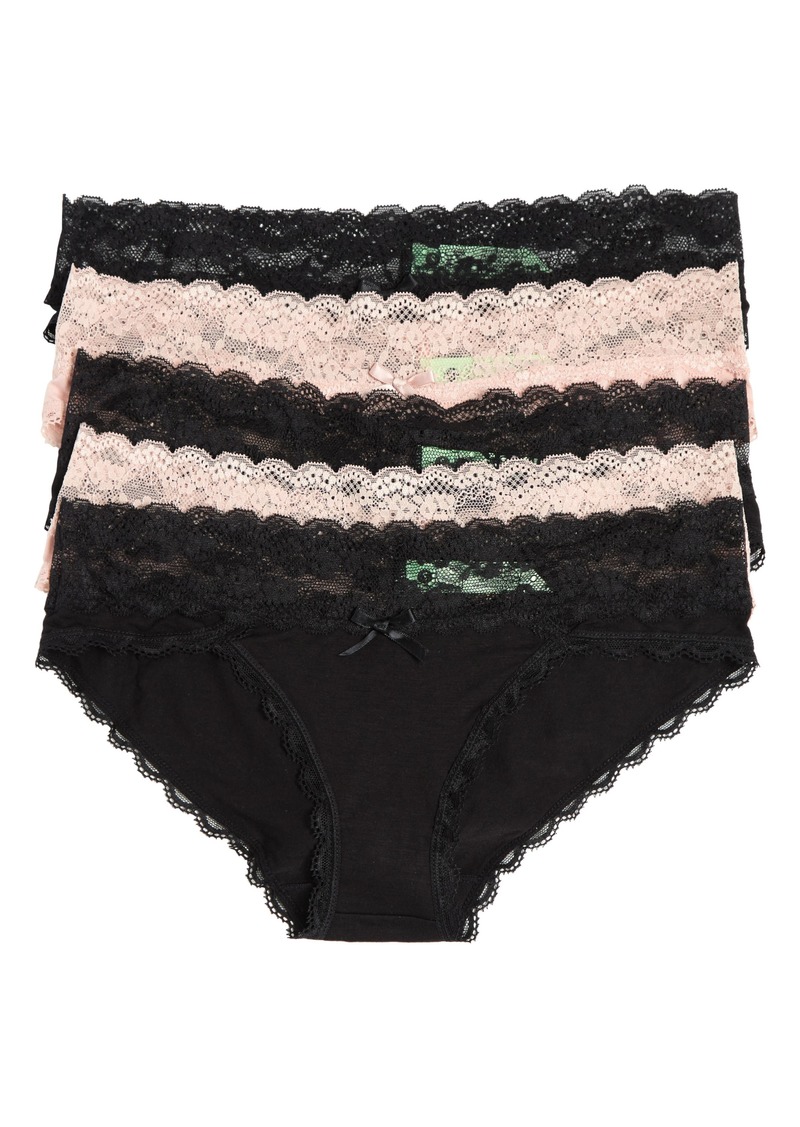 Honeydew Intimates HONEYDEW Ahna 5-Pack Lace Hipster Panties in Black Multi at Nordstrom Rack