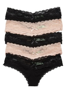 Honeydew Intimates Honeydew Ahna Lace Trim Thong - Pack of 5 in Basic 1 at Nordstrom Rack
