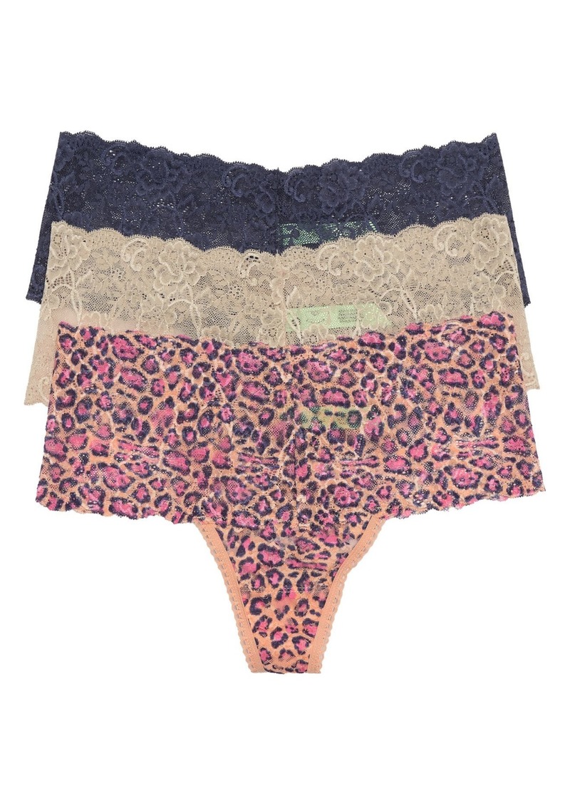 Honeydew Intimates HONEYDEW Lady in Lace Thong - Pack of 3 in Georgia Leopard/jasper/calm at Nordstrom Rack
