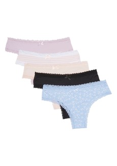 Honeydew Intimates Petra Thong Underwear - Pack of 5 in Cove Ditsy/imperial/black at Nordstrom Rack