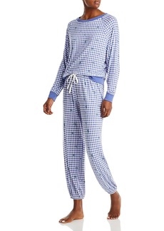 Honeydew Star Seeker Pajama Set in Blue Dusk Gingham