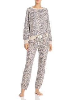 Honeydew Star Seeker Pajama Set in Brown Natural Leopard