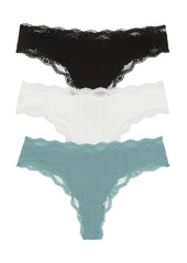 Honeydew Women's Lorelai Hi-Cut Thong Underwear Set, 3 Pieces - Black, White, Black
