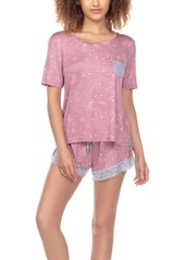 Honeydew Women's Something Sweet Rayon Shortie Pajama Set, 2 Piece - Ink Crystals