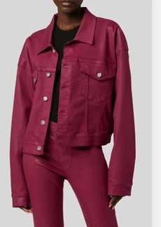 Hudson Jeans Brea Swing Trucker Jacket In Coated Beet Red