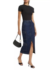 Hudson Jeans Cargo Denim Midi-Skirt