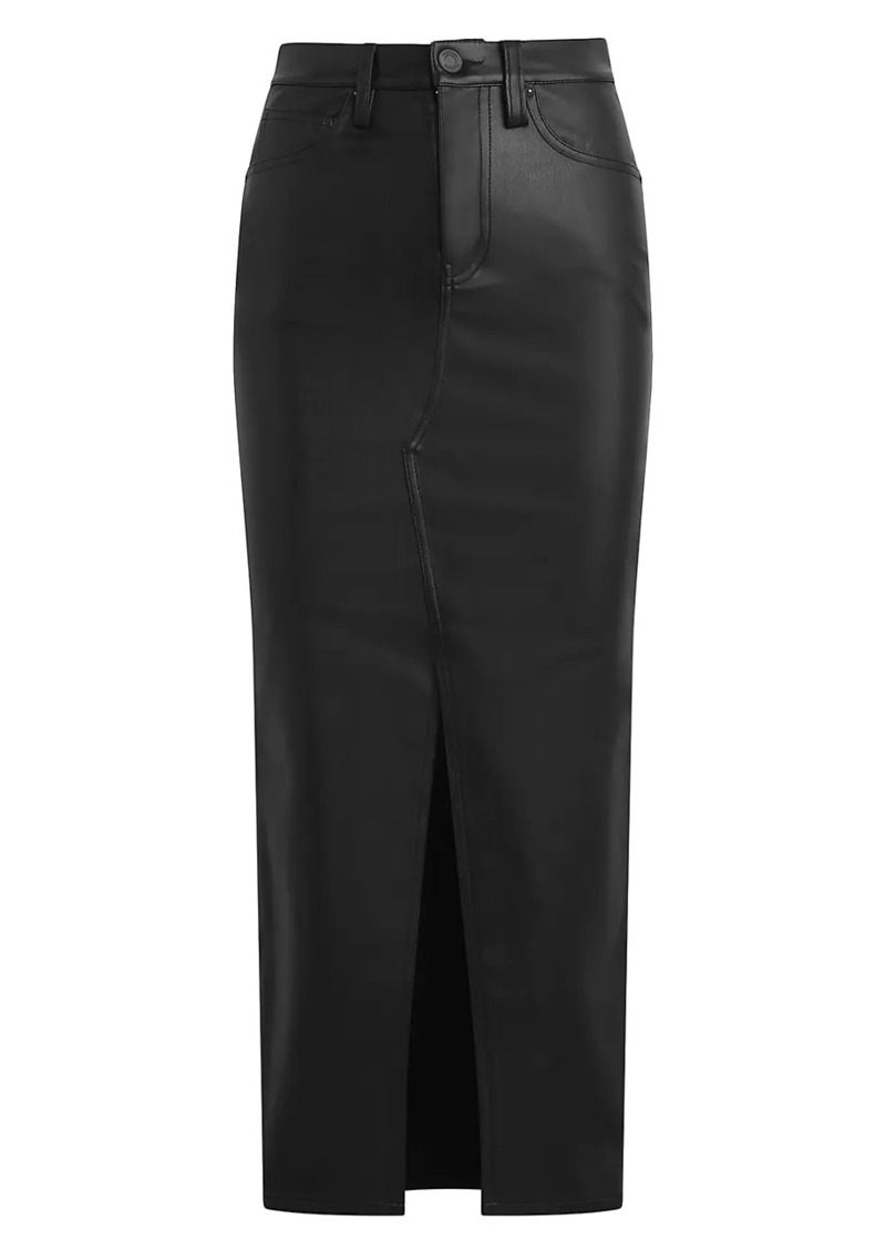 Hudson Jeans Faux Leather Five-Pocket Midi-Skirt