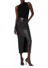 Hudson Jeans Faux Leather Five-Pocket Midi-Skirt