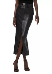 Hudson Jeans Faux Leather Five-Pocket Midi-Skirt