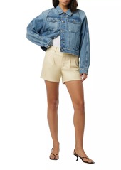 Hudson Jeans Faux Leather Front Yoke Pleated Shorts