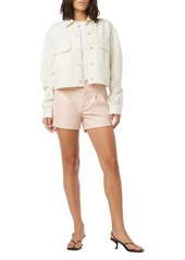 Hudson Jeans Faux-Leather Pleated Shorts